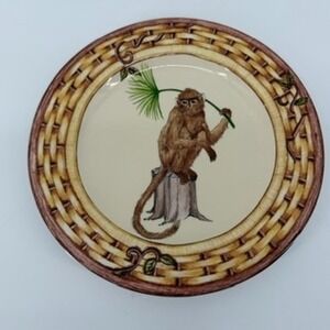 American Atelier at Home Monkey 5029 Porcelain Plate Basket Weave Rim 8 in